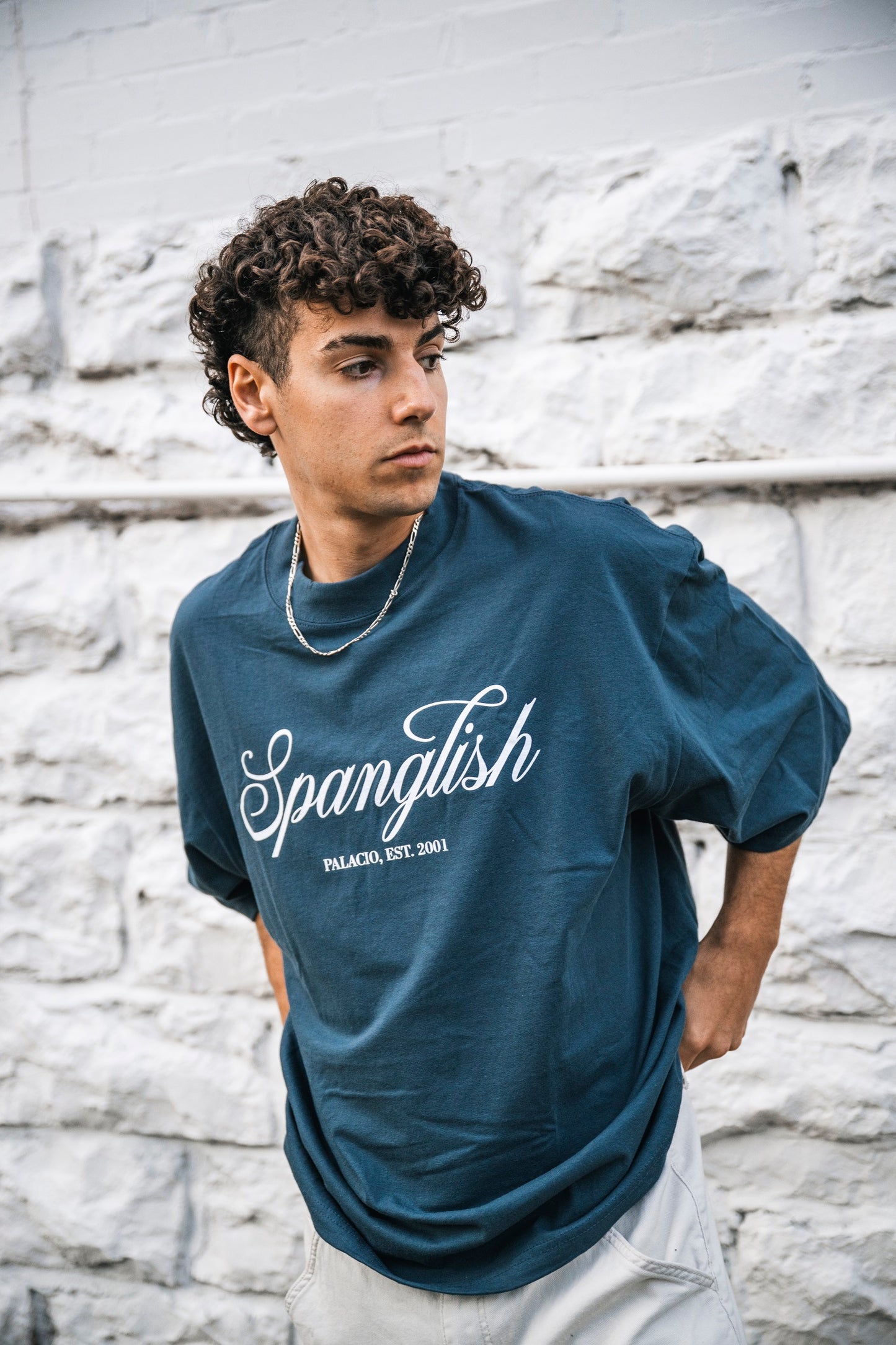 Spanglish - Oversized Slate Blue T-Shirt